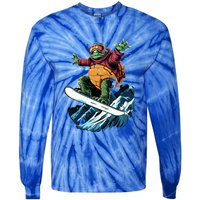 Snowboarding Animals Turtle On A Snowboard Snowboarding Gift Tie-Dye Long Sleeve Shirt