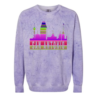 San Antonio Texas Skyline Serape Blanket Art Souvenir Colorblast Crewneck Sweatshirt