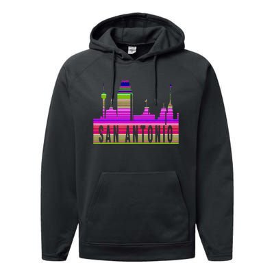 San Antonio Texas Skyline Serape Blanket Art Souvenir Performance Fleece Hoodie