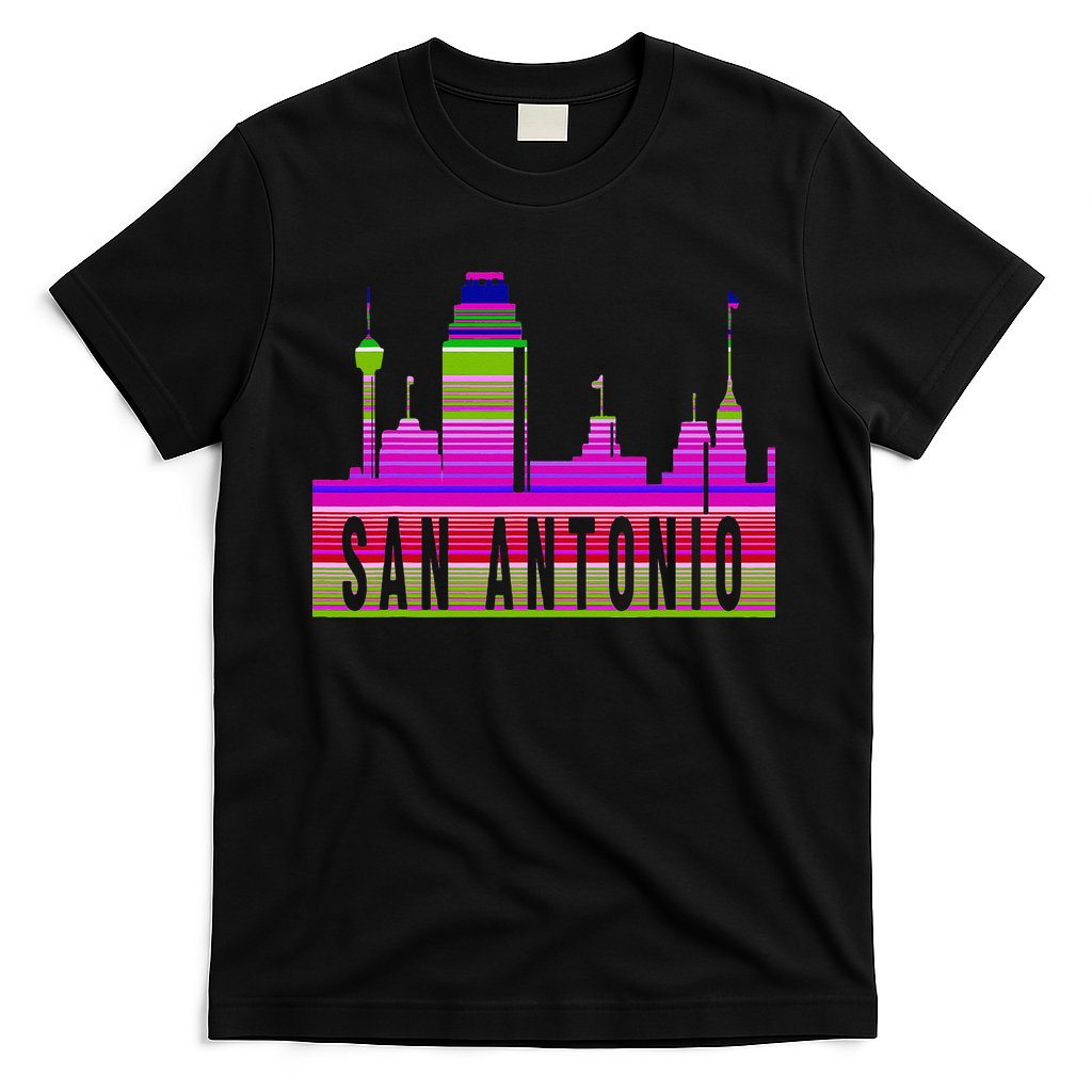San Antonio Texas Skyline Serape Blanket Art Souvenir T-Shirt