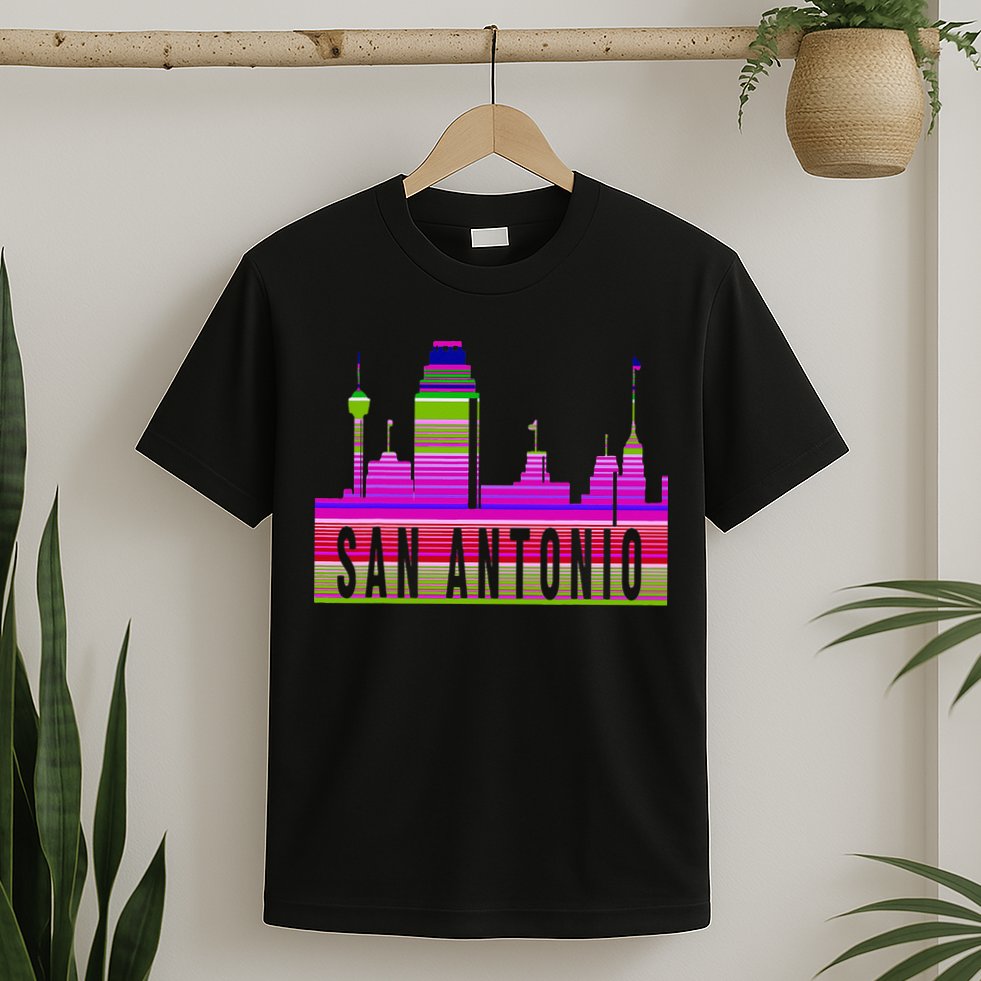 San Antonio Texas Skyline Serape Blanket Art Souvenir T-Shirt