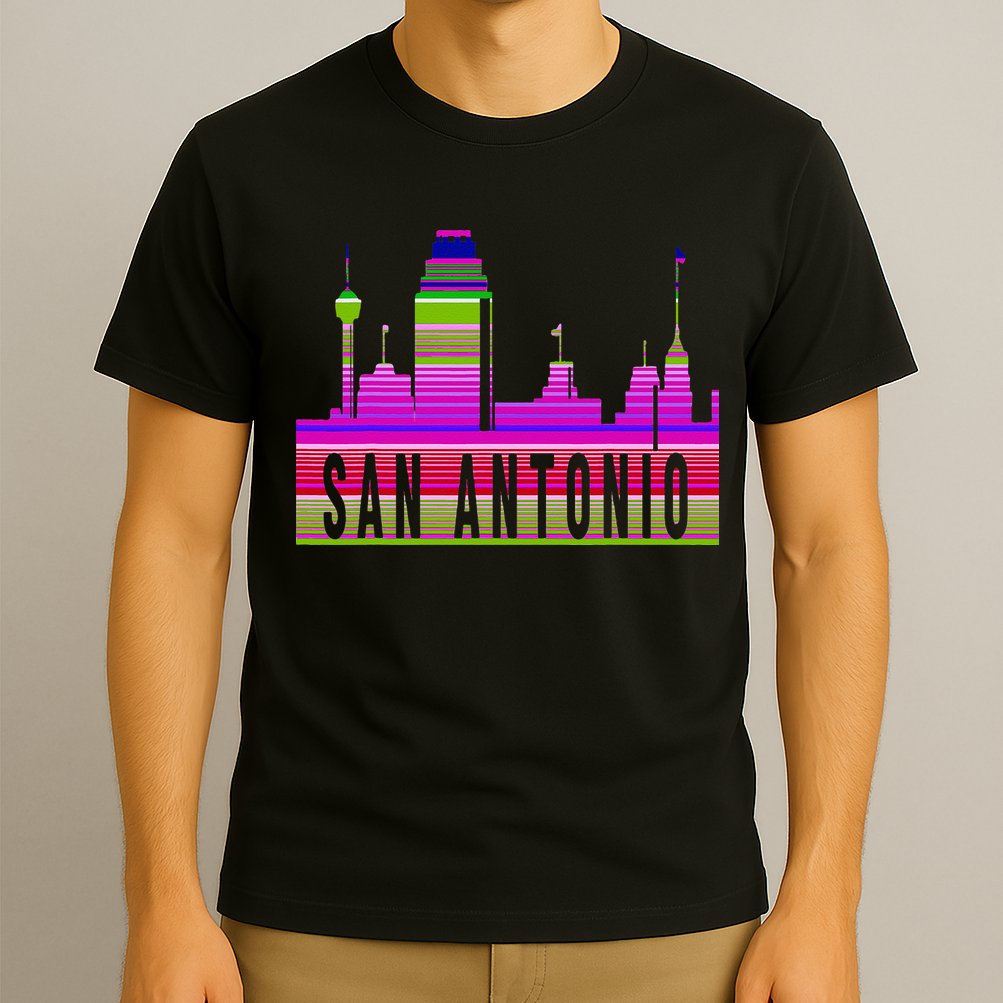 San Antonio Texas Skyline Serape Blanket Art Souvenir T-Shirt