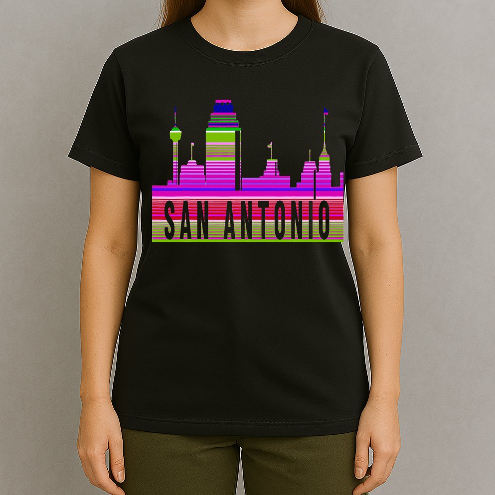 San Antonio Texas Skyline Serape Blanket Art Souvenir T-Shirt