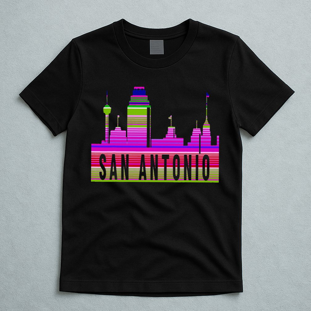 San Antonio Texas Skyline Serape Blanket Art Souvenir T-Shirt
