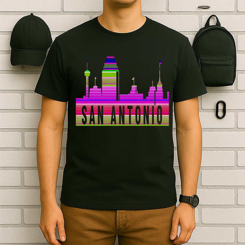 San Antonio Texas Skyline Serape Blanket Art Souvenir T-Shirt