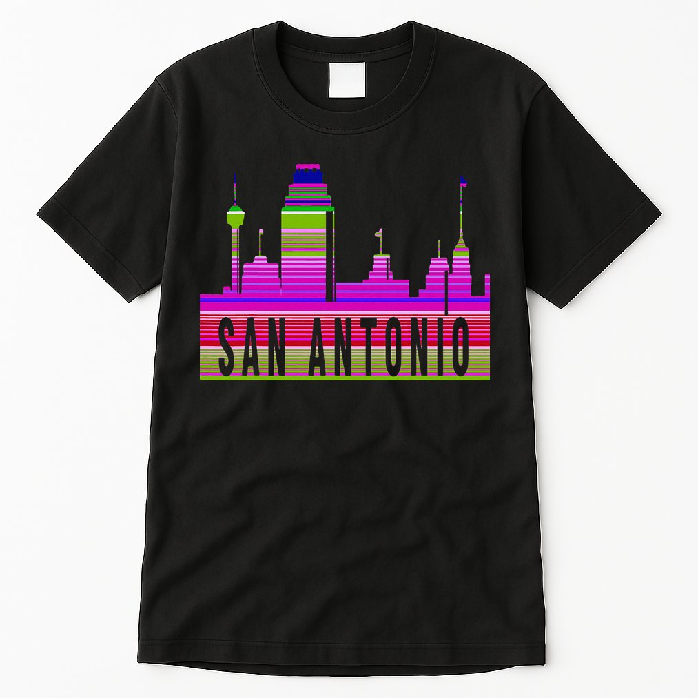 San Antonio Texas Skyline Serape Blanket Art Souvenir Tall T-Shirt