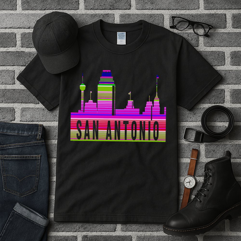 San Antonio Texas Skyline Serape Blanket Art Souvenir Tall T-Shirt