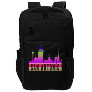 San Antonio Texas Skyline Serape Blanket Art Souvenir Impact Tech Backpack