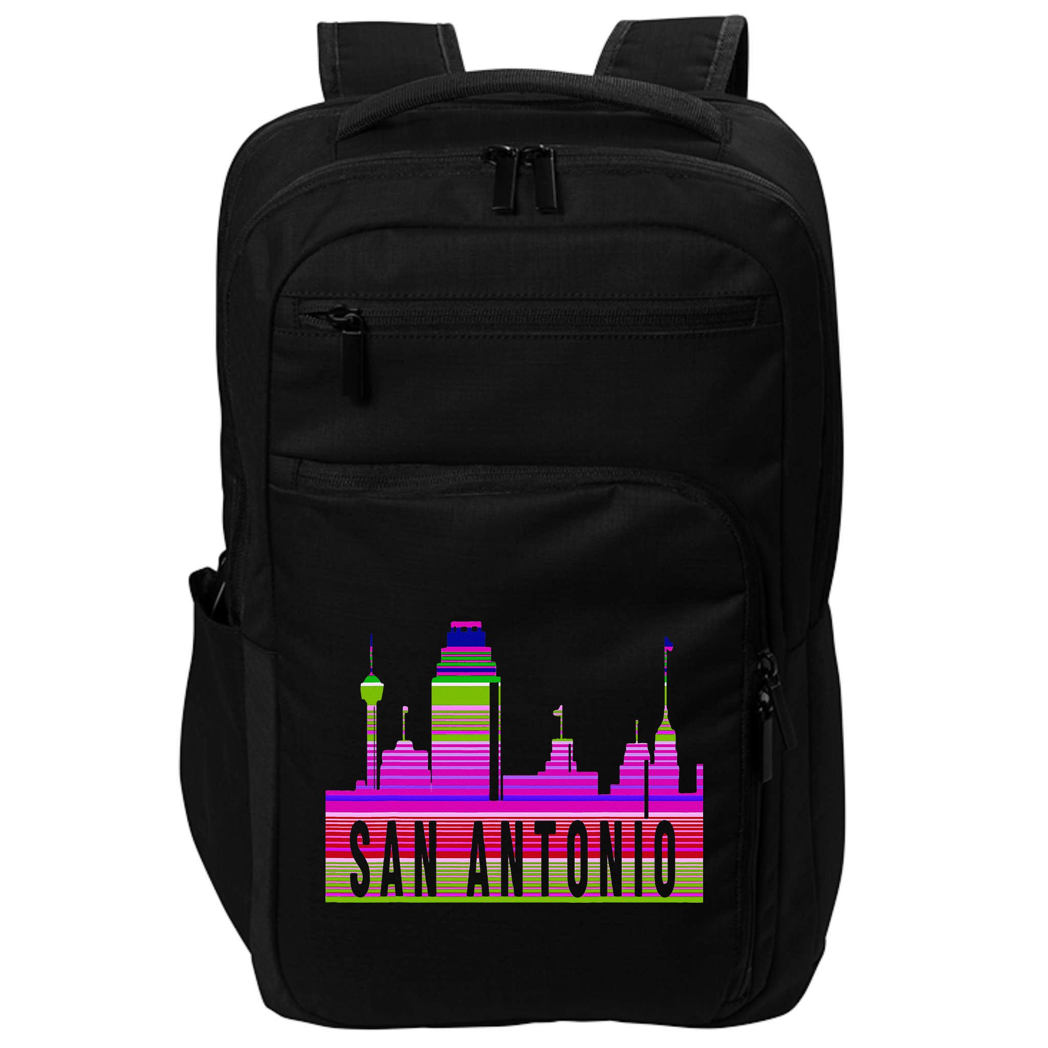 San Antonio Texas Skyline Serape Blanket Art Souvenir Impact Tech Backpack