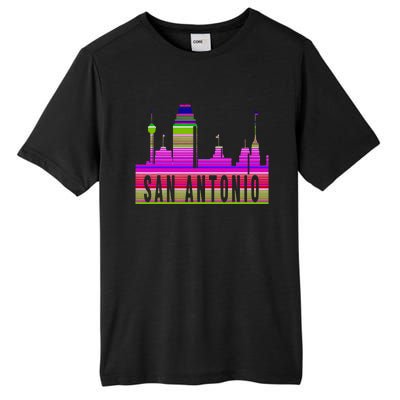 San Antonio Texas Skyline Serape Blanket Art Souvenir Tall Fusion ChromaSoft Performance T-Shirt