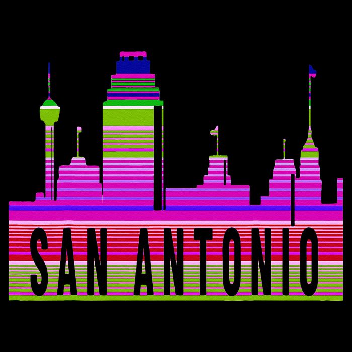 San Antonio Texas Skyline Serape Blanket Art Souvenir Flat Bill Trucker Hat