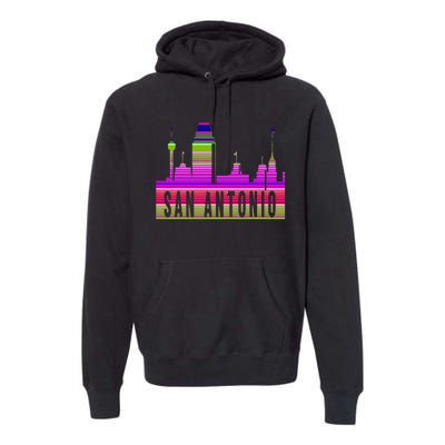 San Antonio Texas Skyline Serape Blanket Art Souvenir Premium Hoodie