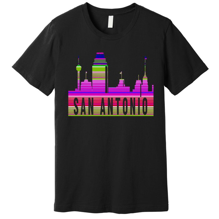 San Antonio Texas Skyline Serape Blanket Art Souvenir Premium T-Shirt