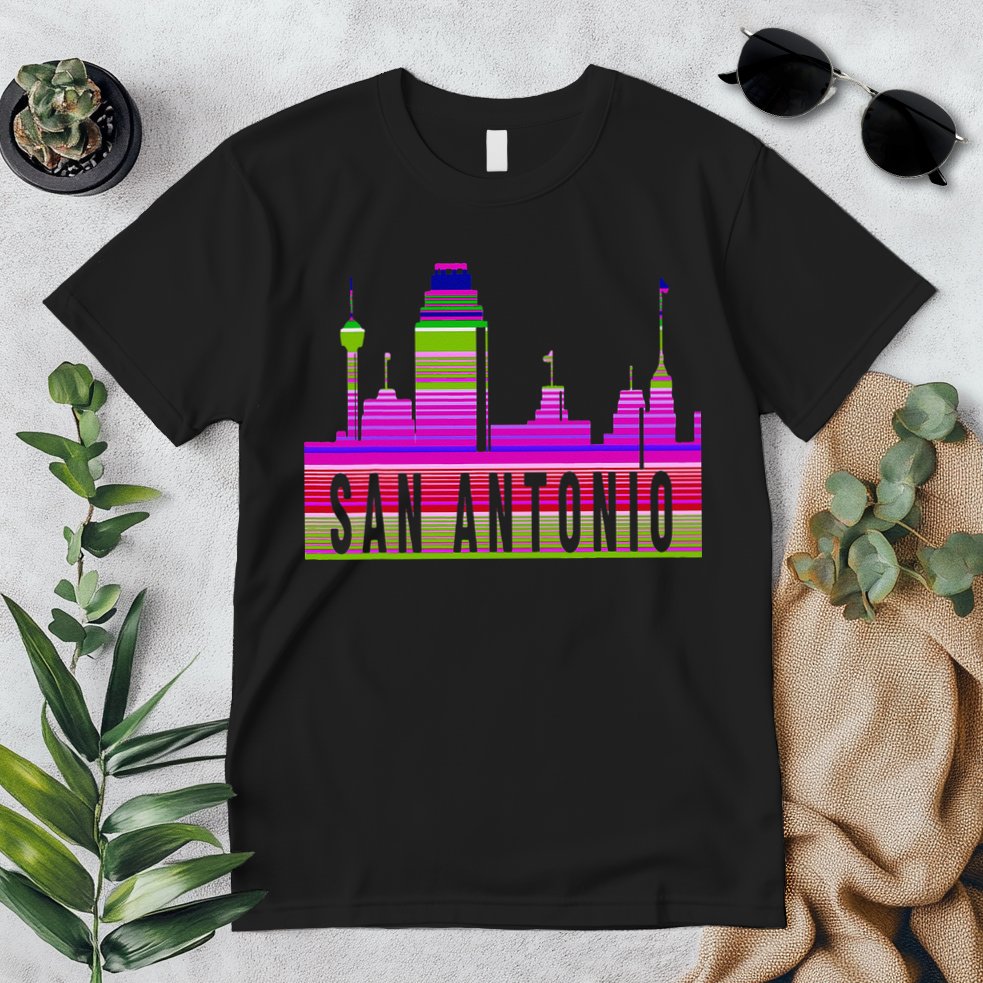 San Antonio Texas Skyline Serape Blanket Art Souvenir Premium T-Shirt
