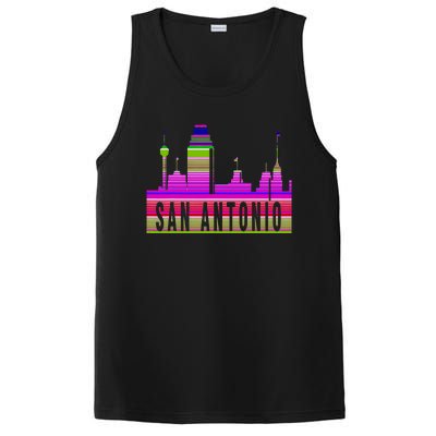 San Antonio Texas Skyline Serape Blanket Art Souvenir PosiCharge Competitor Tank