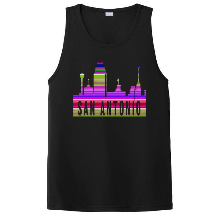 San Antonio Texas Skyline Serape Blanket Art Souvenir PosiCharge Competitor Tank