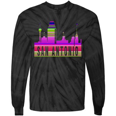 San Antonio Texas Skyline Serape Blanket Art Souvenir Tie-Dye Long Sleeve Shirt