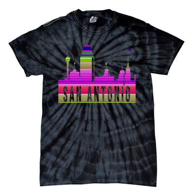 San Antonio Texas Skyline Serape Blanket Art Souvenir Tie-Dye T-Shirt