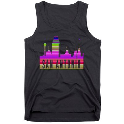 San Antonio Texas Skyline Serape Blanket Art Souvenir Tank Top