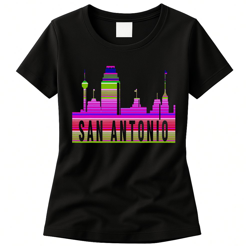 San Antonio Texas Skyline Serape Blanket Art Souvenir Womens T-Shirt