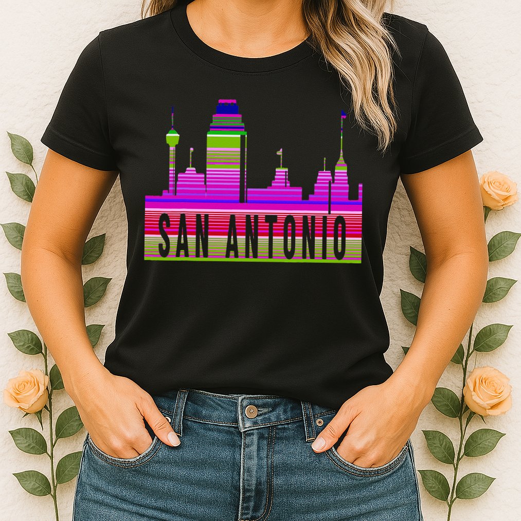 San Antonio Texas Skyline Serape Blanket Art Souvenir Womens T-Shirt