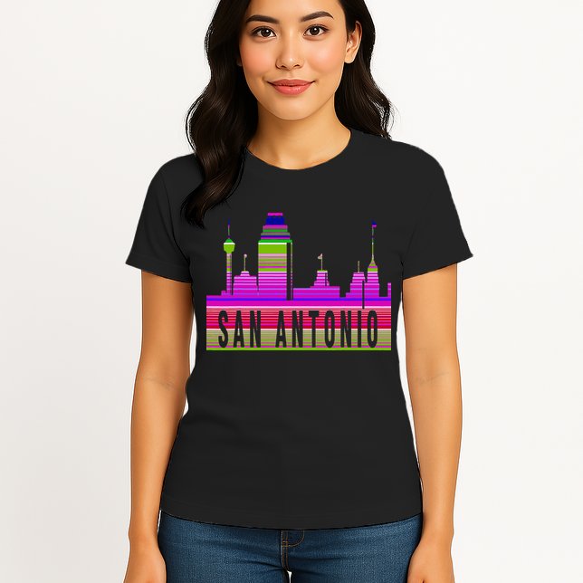 San Antonio Texas Skyline Serape Blanket Art Souvenir Womens T-Shirt