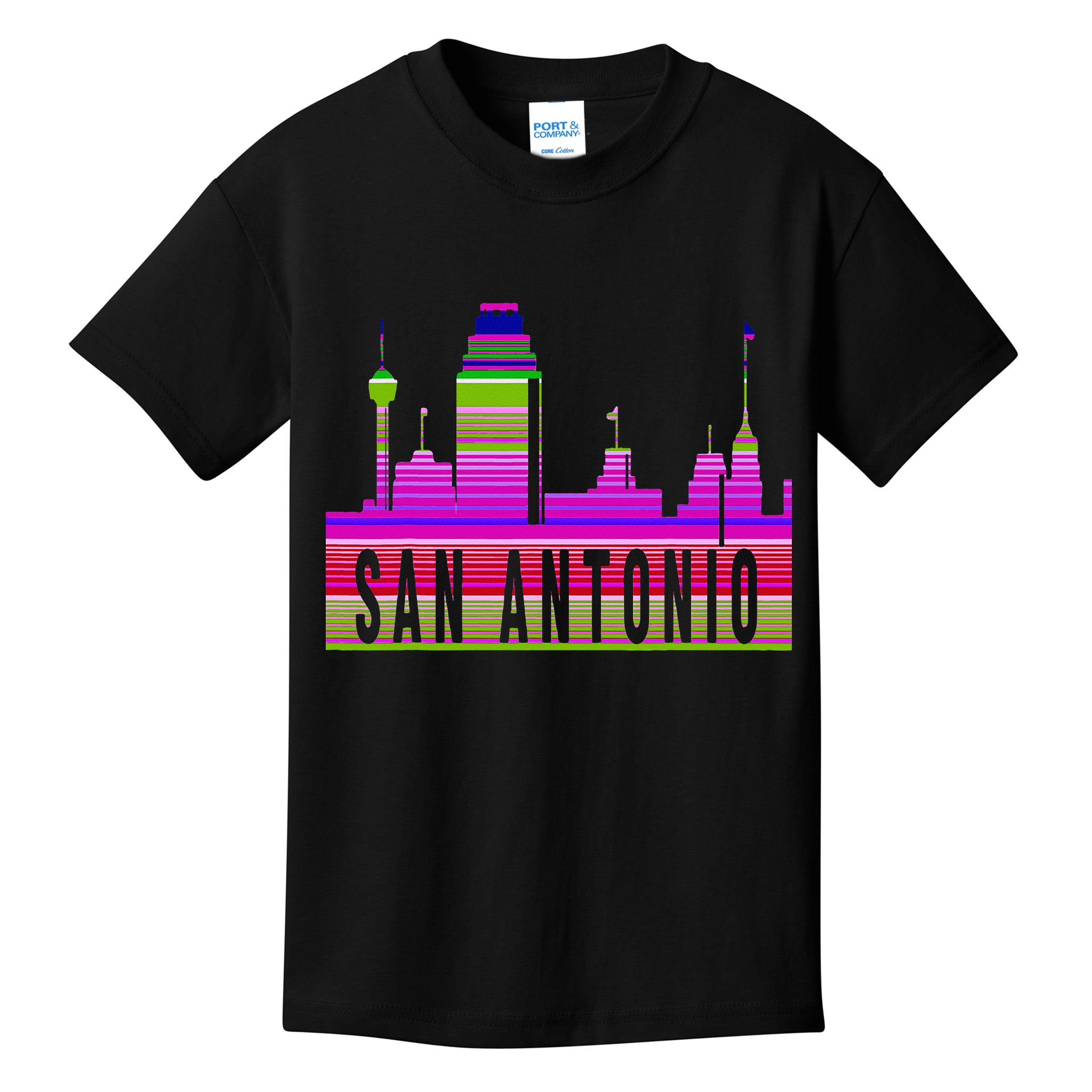 San Antonio Texas Skyline Serape Blanket Art Souvenir Kids T-Shirt