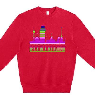 San Antonio Texas Skyline Serape Blanket Art Souvenir Premium Crewneck Sweatshirt