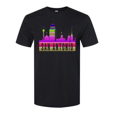 San Antonio Texas Skyline Serape Blanket Art Souvenir Softstyle CVC T-Shirt