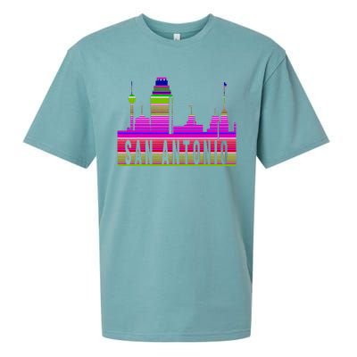 San Antonio Texas Skyline Serape Blanket Art Souvenir Sueded Cloud Jersey T-Shirt