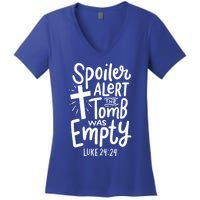 Spoiler Alert Tomb Was Empty Easter Religious Christian Gift Women's V-Neck T-Shirt