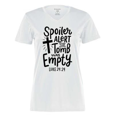 Spoiler Alert Tomb Was Empty Easter Religious Christian Gift Women's Momentum V-Neck T-Shirt