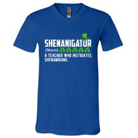 Shenanigator A Teacher Who Instigates Shenanigans Gift V-Neck T-Shirt