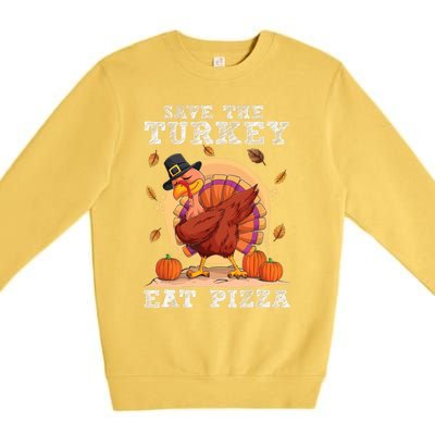 Save A Turkey Eat Pizza Shirt Thanksgiving Adult Vegan Premium Crewneck Sweatshirt