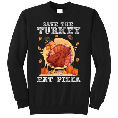 Save A Turkey Eat Pizza Shirt Thanksgiving Adult Vegan Sweatshirt