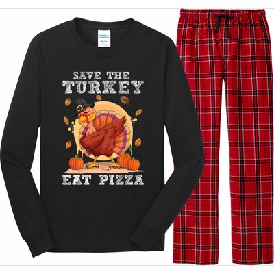 Save A Turkey Eat Pizza Shirt Thanksgiving Adult Vegan Long Sleeve Pajama Set