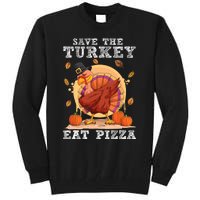 Save A Turkey Eat Pizza Shirt Thanksgiving Adult Vegan Tall Sweatshirt