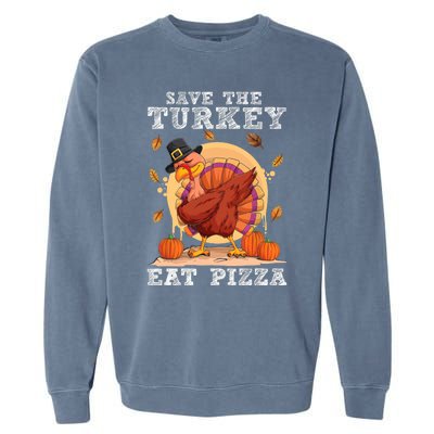 Save A Turkey Eat Pizza Shirt Thanksgiving Adult Vegan Garment-Dyed Sweatshirt