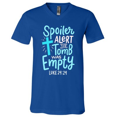 Spoiler Alert Tomb Was Empty Easter Religious Christian Gift V-Neck T-Shirt