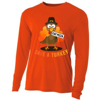 Save A Turkey Eat A Pizza For Vegetarian Vegan Thanksgiving Cooling Performance Long Sleeve Crew