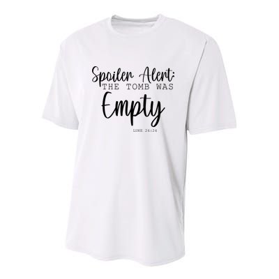Spoiler Alert The Tomb Was Empty Luke 24:24 Youth Performance Sprint T-Shirt