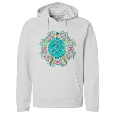 Sea Animal Turtle Lover Polynesian Tattoo Tribal Turtle Performance Fleece Hoodie