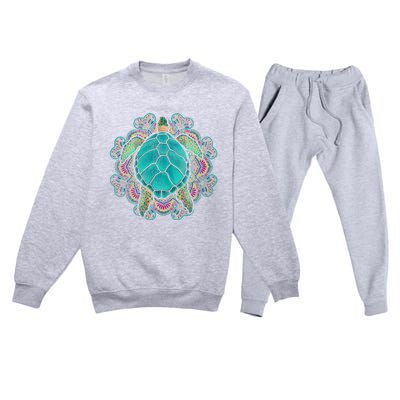 Sea Animal Turtle Lover Polynesian Tattoo Tribal Turtle Premium Crewneck Sweatsuit Set