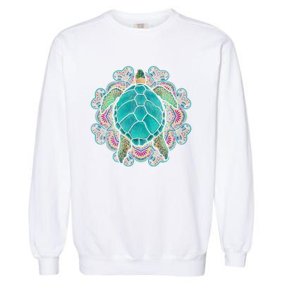 Sea Animal Turtle Lover Polynesian Tattoo Tribal Turtle Garment-Dyed Sweatshirt