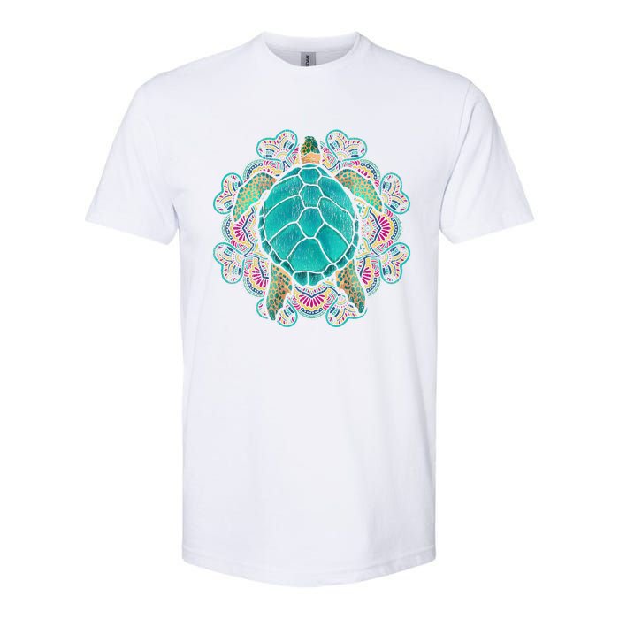 Sea Animal Turtle Lover Polynesian Tattoo Tribal Turtle Softstyle CVC T-Shirt