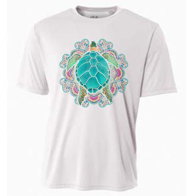 Sea Animal Turtle Lover Polynesian Tattoo Tribal Turtle Cooling Performance Crew T-Shirt