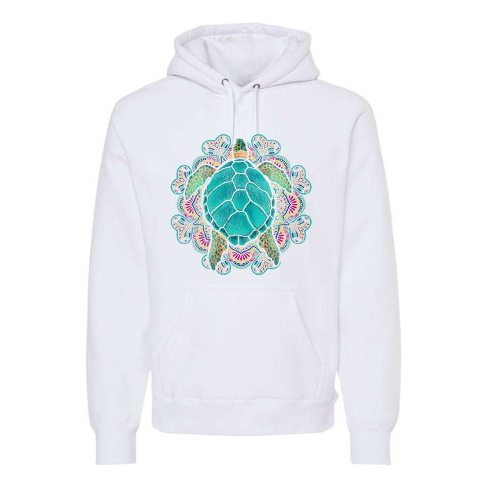 Sea Animal Turtle Lover Polynesian Tattoo Tribal Turtle Premium Hoodie