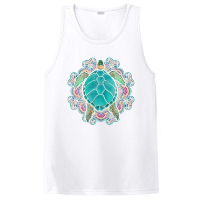 Sea Animal Turtle Lover Polynesian Tattoo Tribal Turtle PosiCharge Competitor Tank