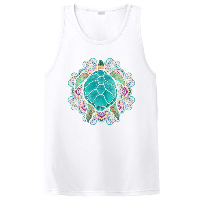 Sea Animal Turtle Lover Polynesian Tattoo Tribal Turtle PosiCharge Competitor Tank