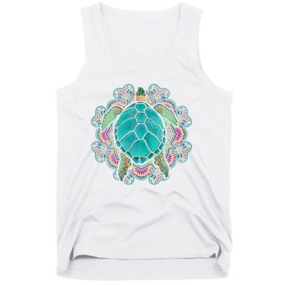 Sea Animal Turtle Lover Polynesian Tattoo Tribal Turtle Tank Top